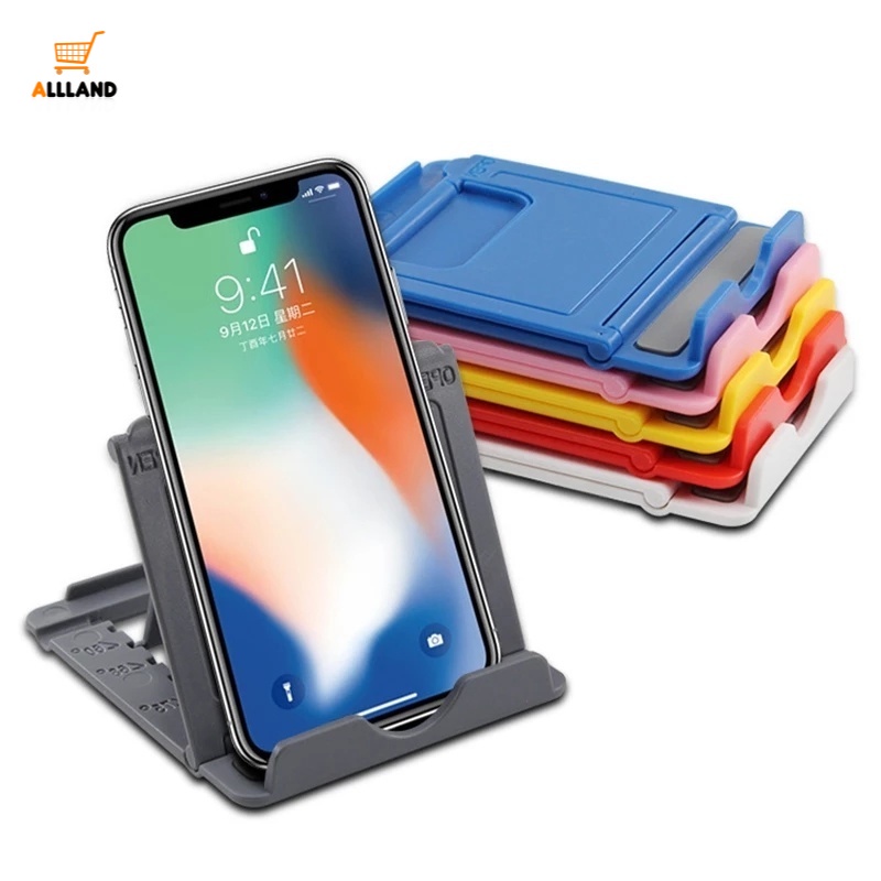 1pc Stand Holder Handphone / Tablet Universal Portable Bahan Plastik Warna Permen