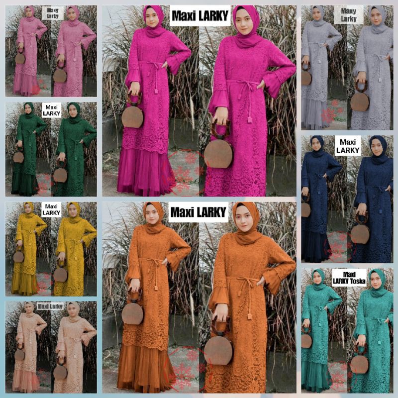 MAXI LARKY /GAMIS FULL BRUKAT /GAMIS UNDANGAN /MAXI KONDANGAN