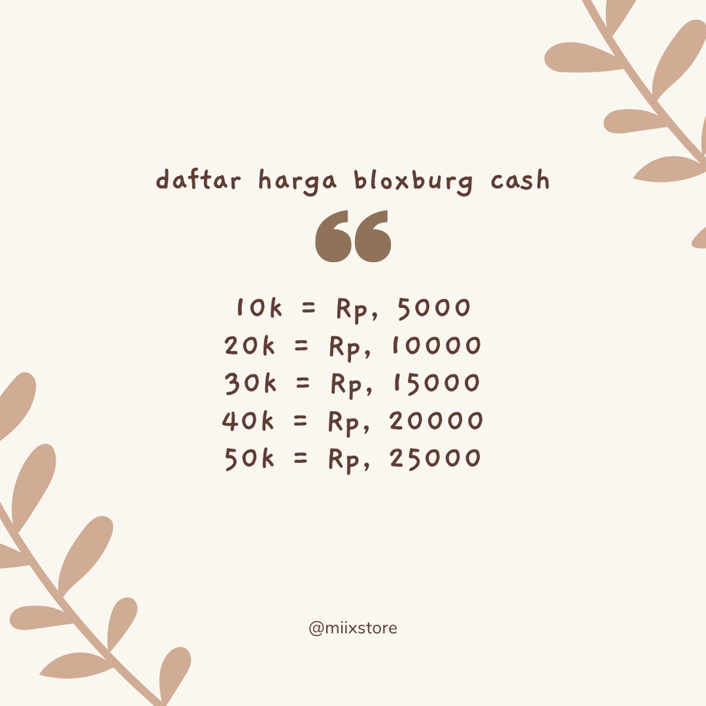 Jual JUAL ROBLOX BLOXBURG CASH (BACA DESKRIPSI!) | Shopee Indonesia