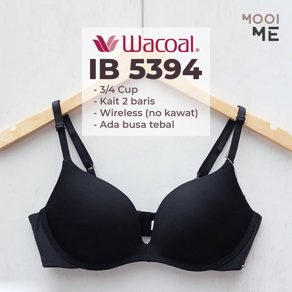 Wacoal Mood IB 5394R1 Bra Push Up 3/4 Cup Wireless (Tanpa Kawat) Busa Tebal Model Polos