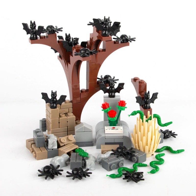 Mainan Lego DIY City Animal Building Blocks Halloween Horror Figures Accessories Brick Bats Snake