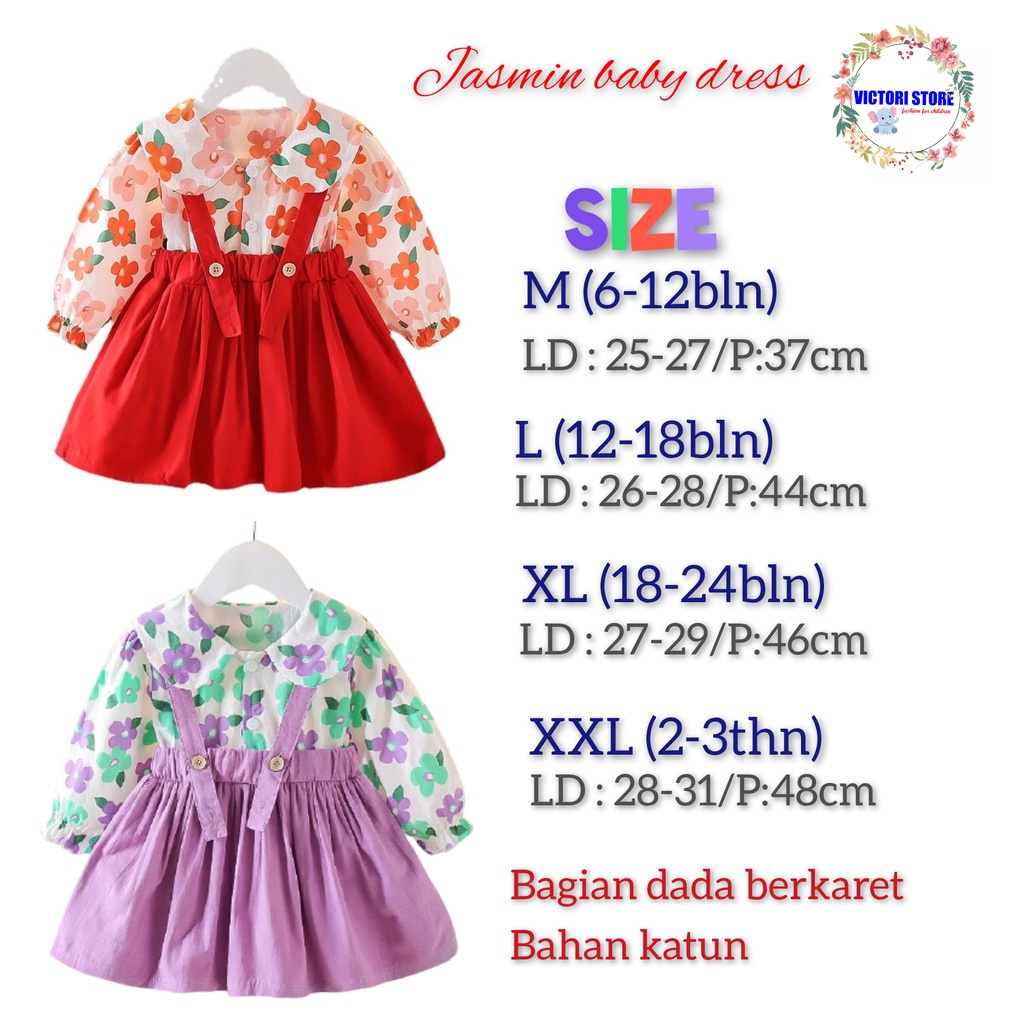 Dress Bayi Baju Fashion Baby Dress Korean Style Import Gaun Bayi motif Bunga Pakaian Bayi Perempuan