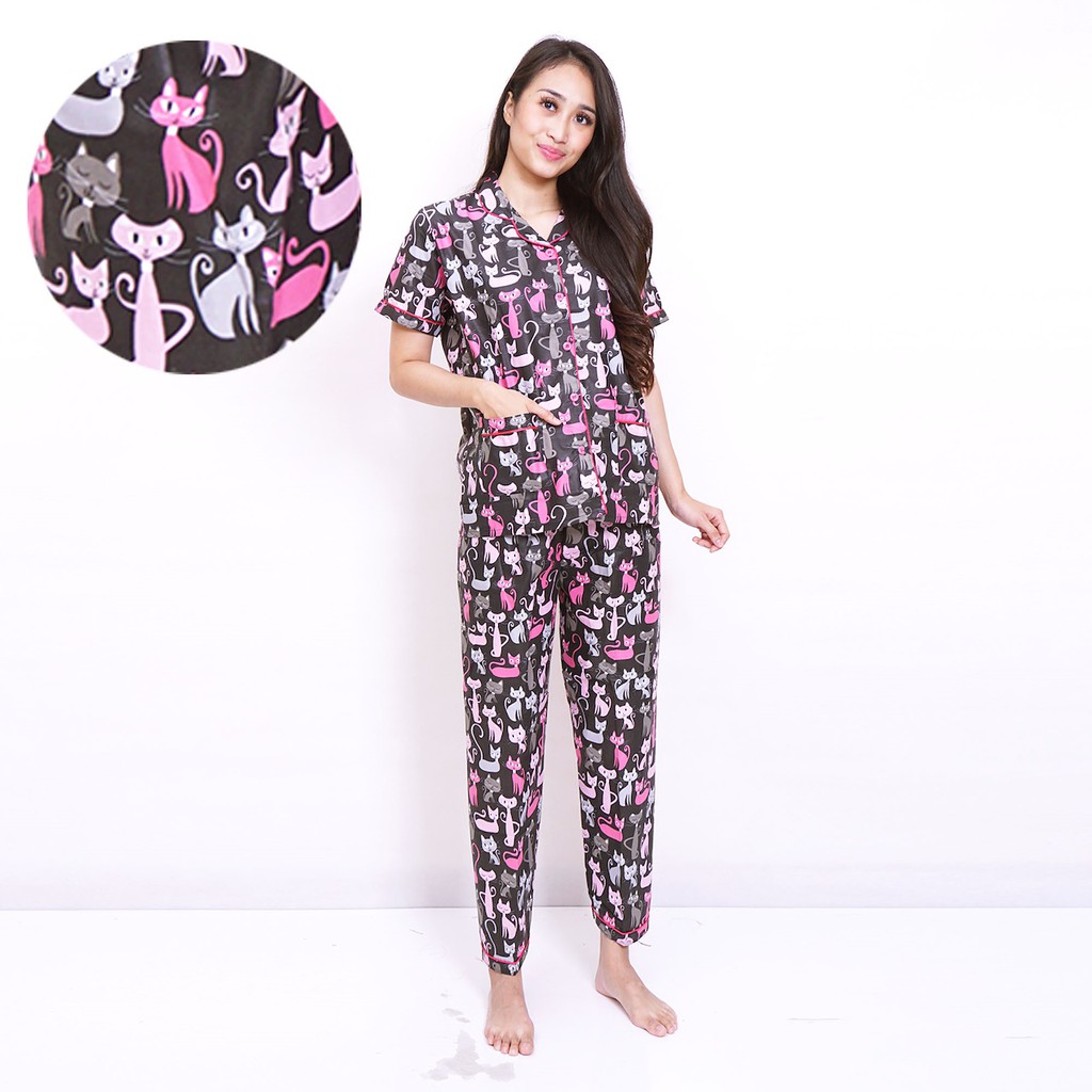 BESS Piyama CP Stelan Baju Tidur Murah  Corak BLACK 