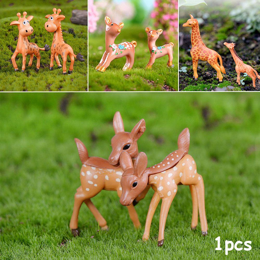 Populer 1pcs Miniatur Rusa Dekorasi Rumah Taman Gnomes DIY Artificial Sukulen Charms