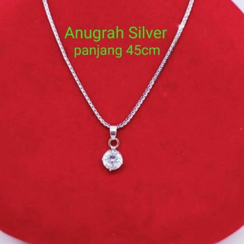 (COD)Kalung italy santa + liontin desy remaja/dewasa kilau perak asli 925/Silver lapisan emas putih murni