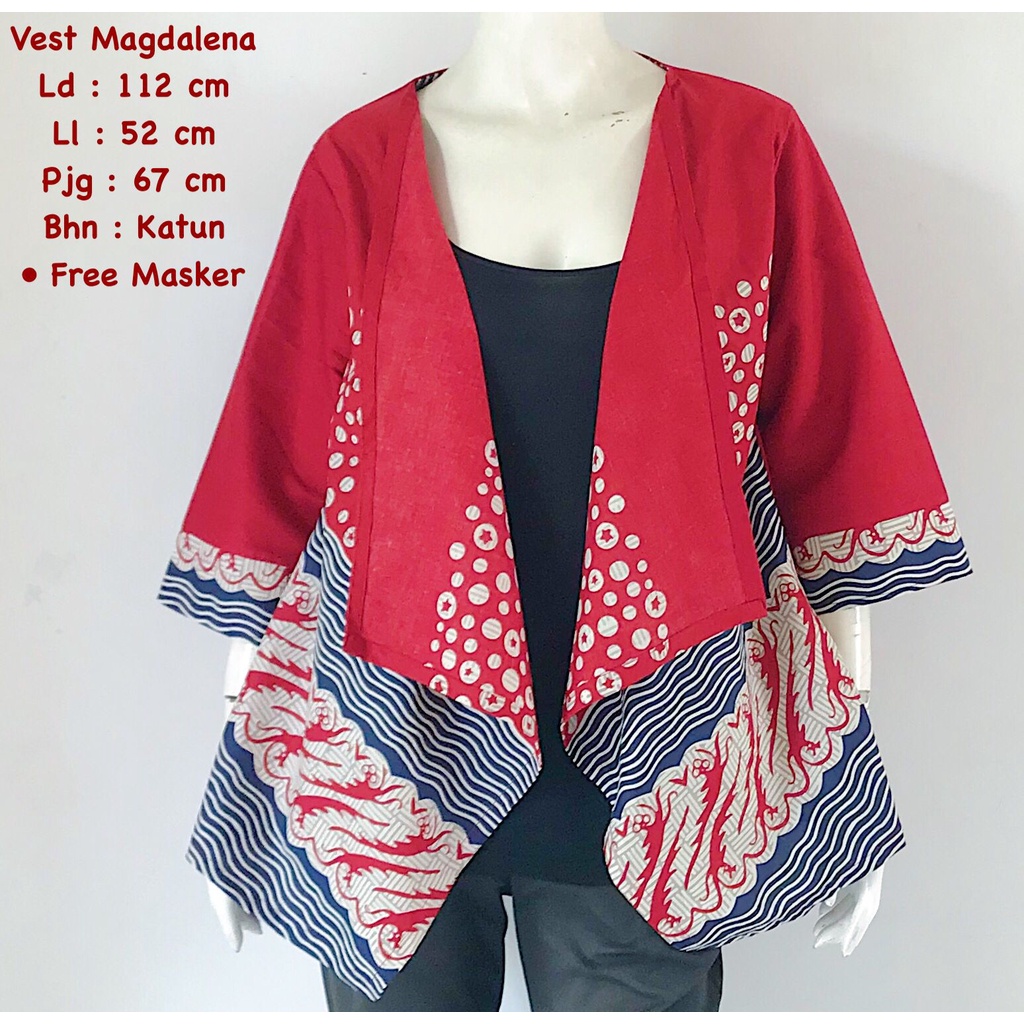 Vest magdalema  batik solo  bolero kerja outer lengan kantor