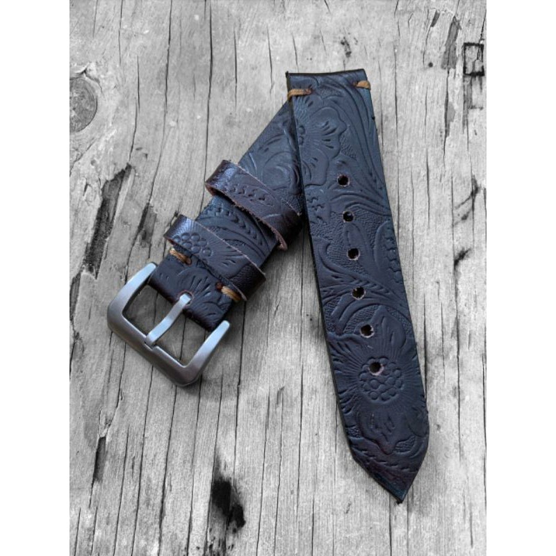 Strap Tali Jam Tangan Kulit Sapi Asli Coklat Motif