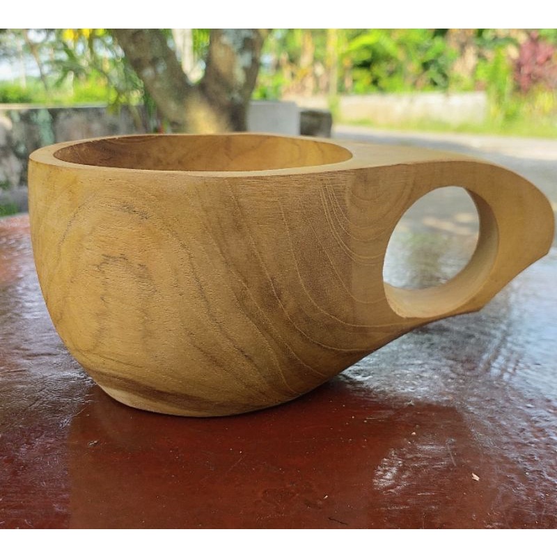 cangkir kuksa kayu jati