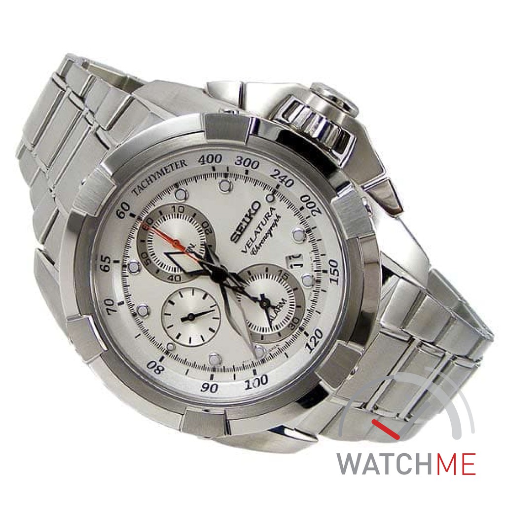 Jam Seiko Velatura SNAA89P1 Chronograph Alarm Tachymeter 100m Stainless Steel Original Bergaransi