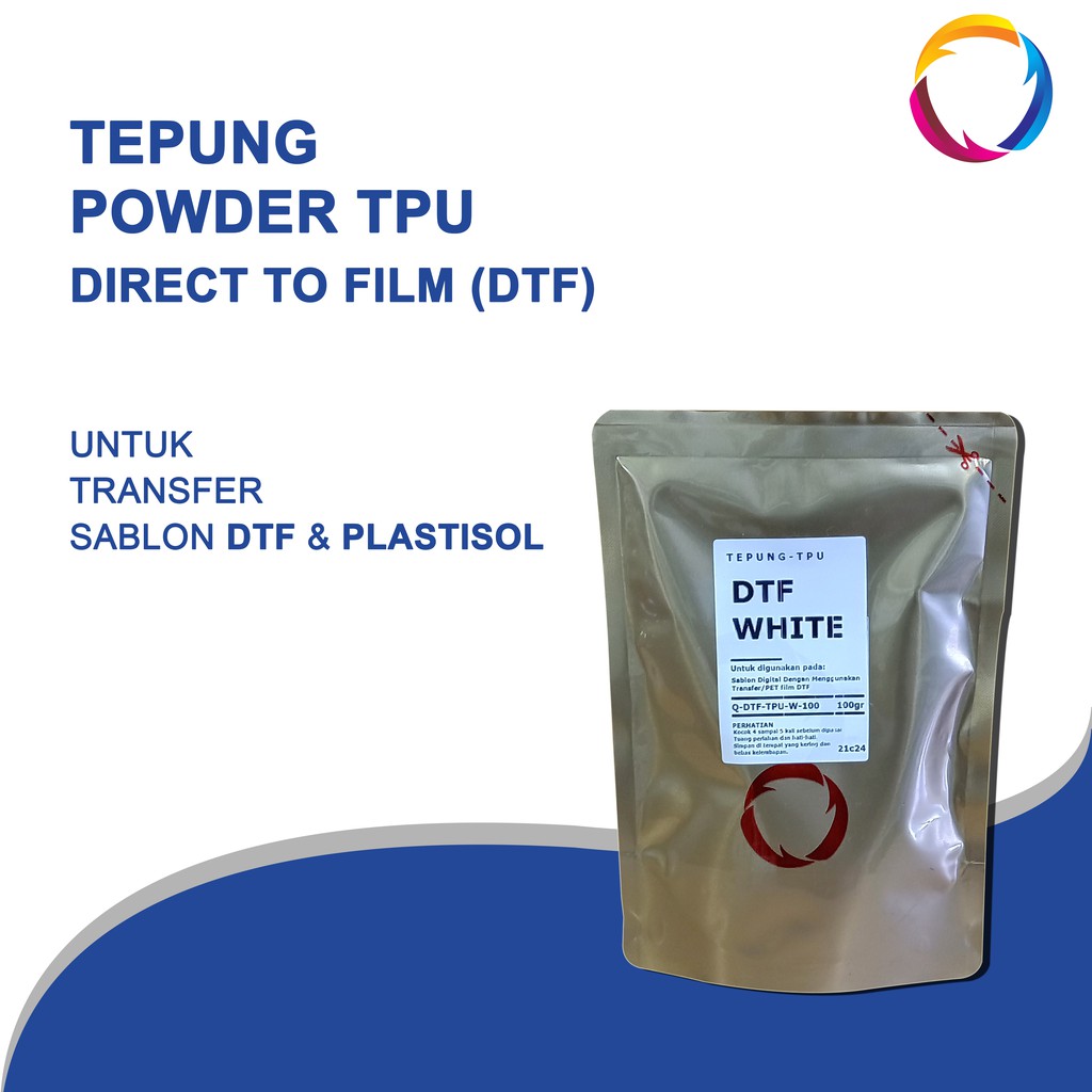 Tepung Powder TPU Sablon DTF Digital Transfer Film-White-100gr