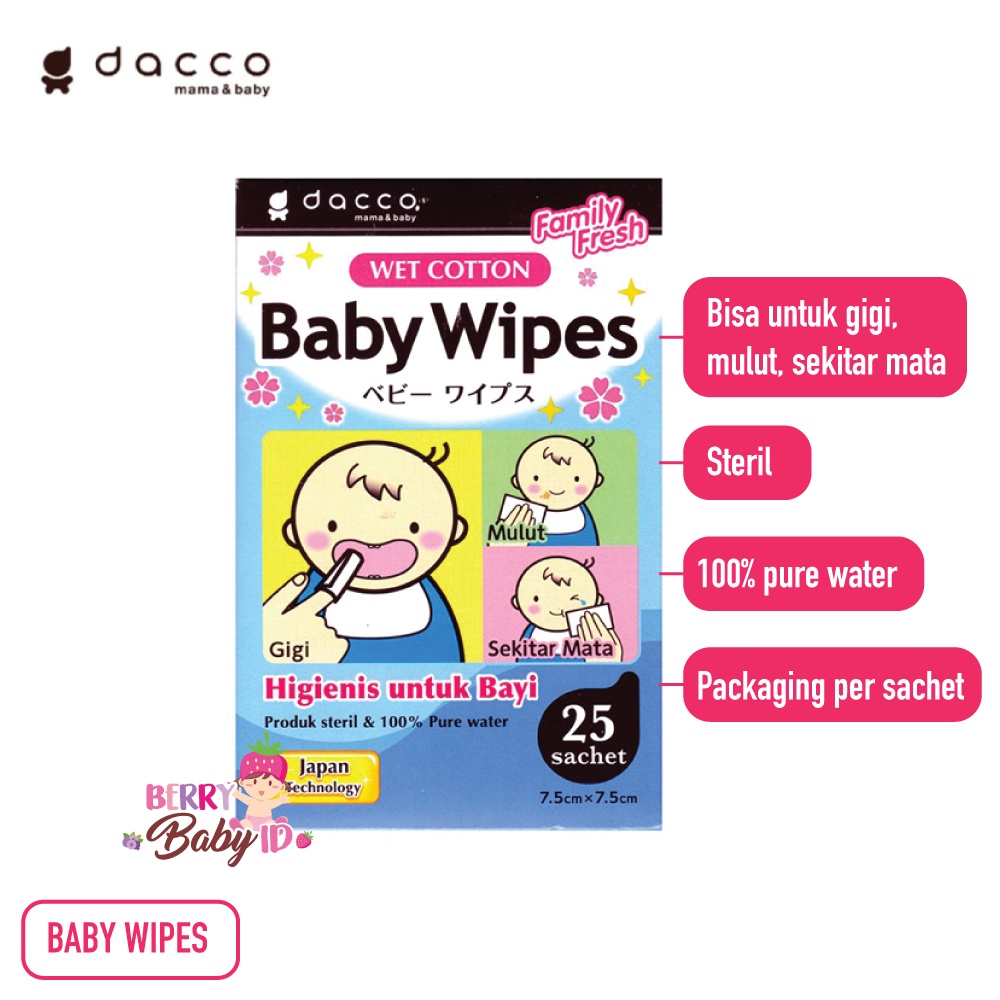 Dacco Baby Wipes Tisu Basah Bayi Pembersih Mulut Gigi Muka Tubuh Bayi Berry Mart