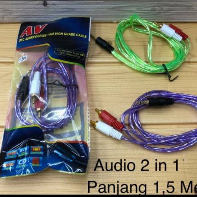 Kabel AUX 2 in 1 Panjang 1.5 Meter Sambungan HP ke Speaker