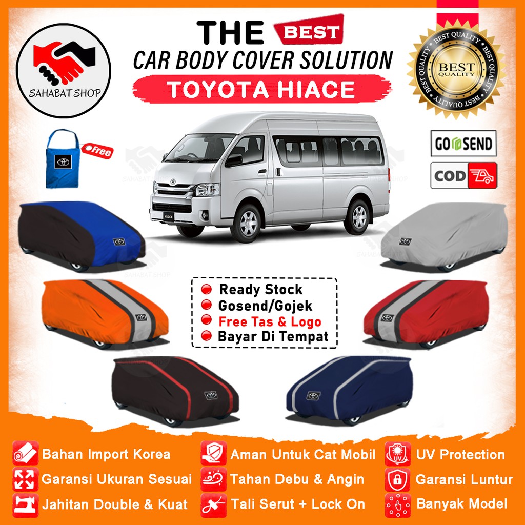 Sahabat Body Cover Mobil Hiace / Sarung Penutup Toyota Hiace Outdoor / Selimut Tutup Mantel Jas Kerodong Kerudung Terpal Mantol Tutupan Bungkus Pelindung Pembungkus Kelambu Mobil Hiace Waterproof Anti Air Model Orange