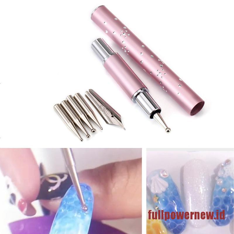 【COD】6 Heads Stainless Steel Dotting Pens UV Gel Painting Liner Pen Nail Art Tools