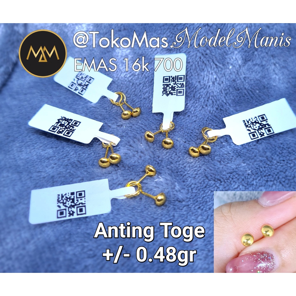Anting toge Emas 700  Anting bayi kadar 16 K