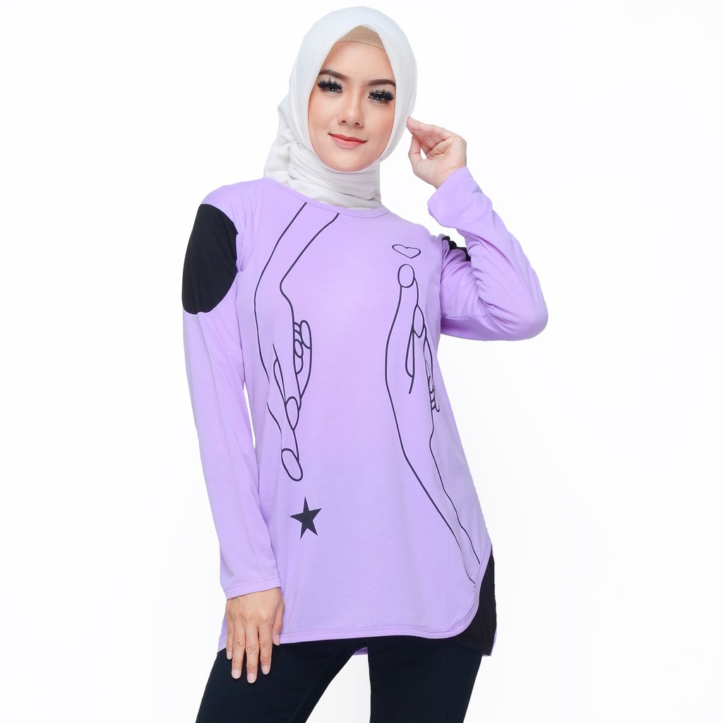 Blus Lengan Panjang Wanita Muslim Gaya korea Printing - XSHOP Stefy