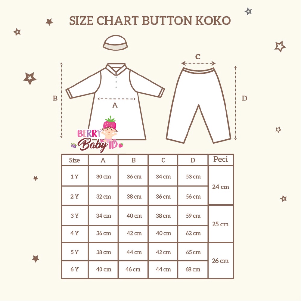 Little Palmerhaus Button Koko Set Baju Koko Celana Setelan Anak Muslim Berry Mart