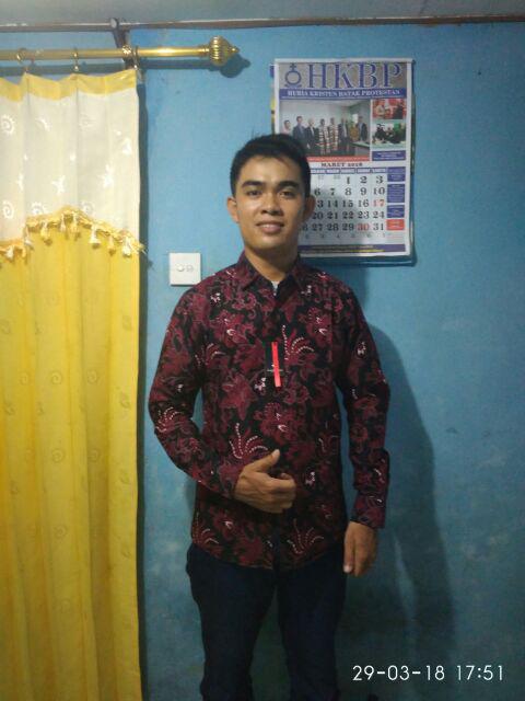 Baju Pria/ Cowok Kemeja Batik Premium Slimfit Lengan Panjang Merah Kuning Hijau Biru Navy Gold Lb466