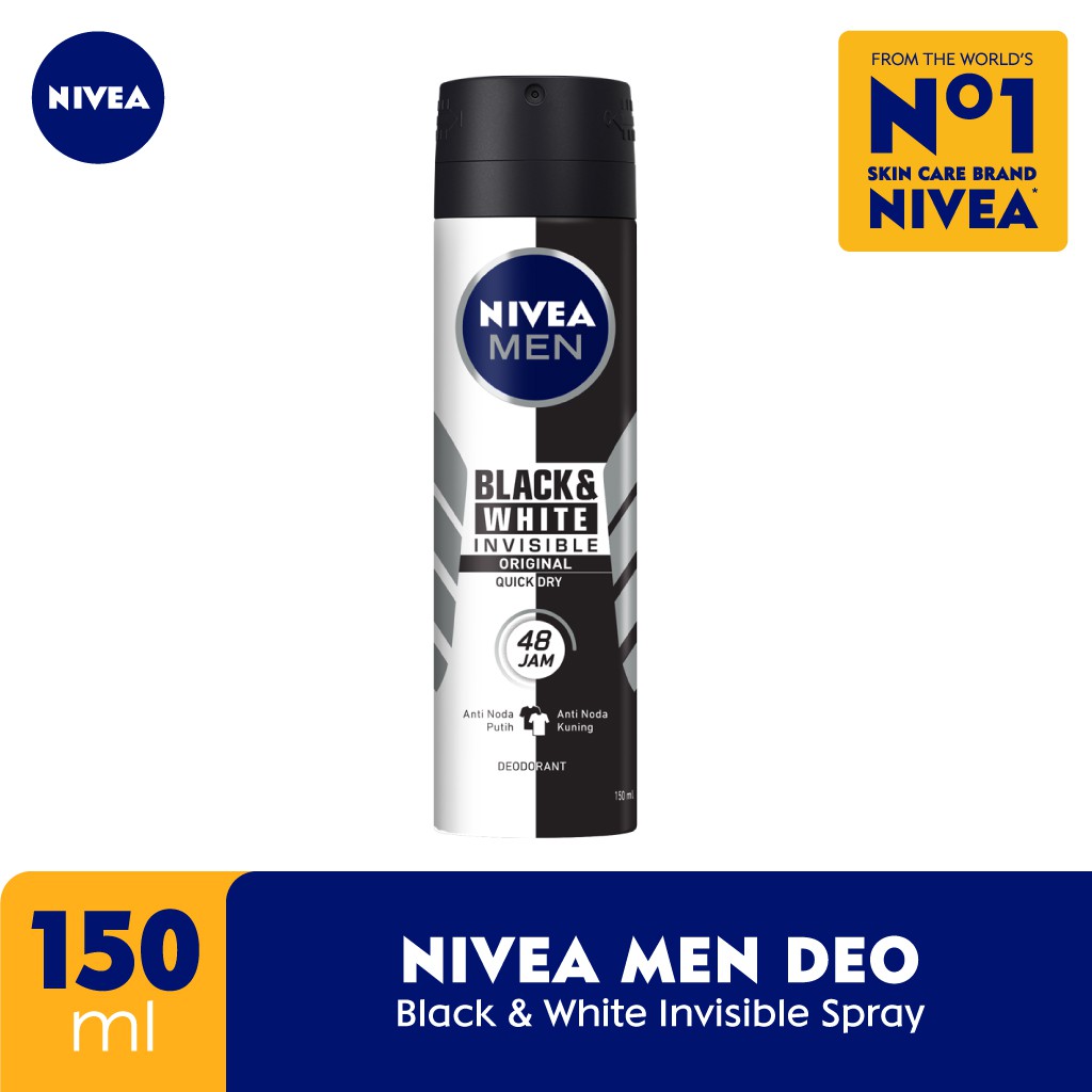 NIVEA MEN Personal Care Deodorant Invisible Black &amp; White Spray - 150 ml