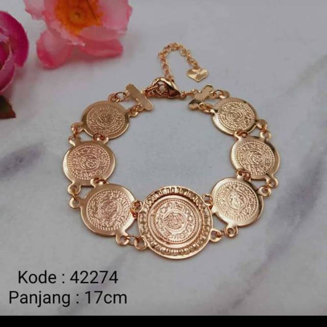 GELANG RANTAI WANITA  KOIN LAPIS EMAS BLINK BULAT-BULAT (BISA BAYAR DITEMPAT)