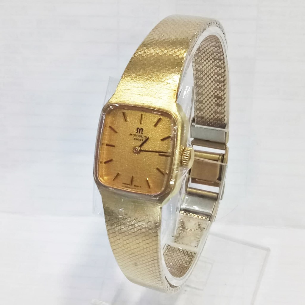 sale jam tangan wanita monbijou mekanik watch puteran gold plate