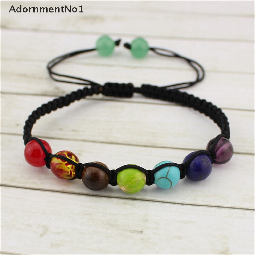 (AdornmentNo1) Gelang Tangan Manik-Manik Batu Lava 7 Chakra Healing Balance Untuk Yoga / Doa