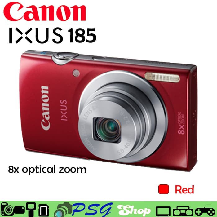CANON IXUS 185 KAMERA DIGITAL Red Hitam Garansi Resmi Canon