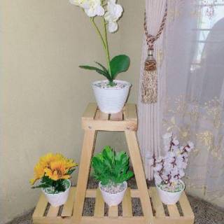  RAK  BUNGA  SUSUN tempat bunga  wooden asli kokoh berat 