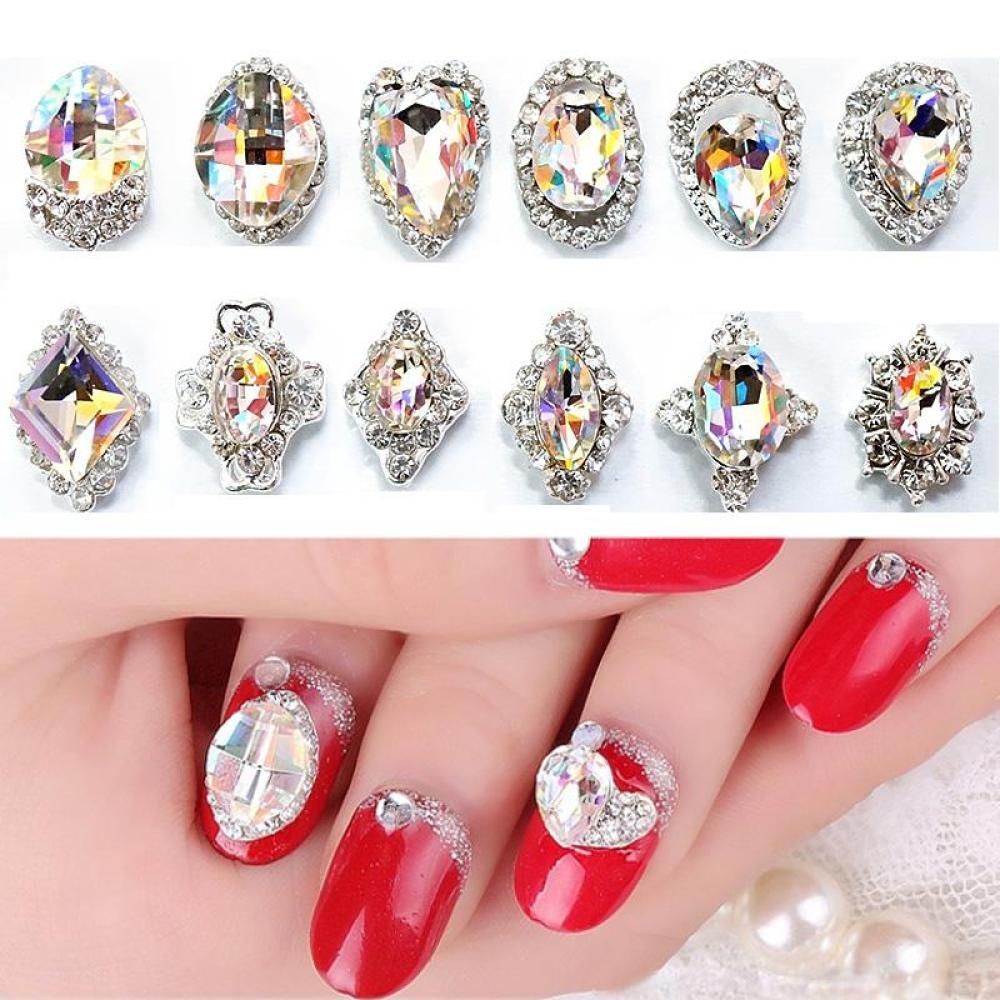 Timekey 18pcsset Berlian Imitasi 3D Bahan Alloy Untuk Dekorasi Nail Art A7K3