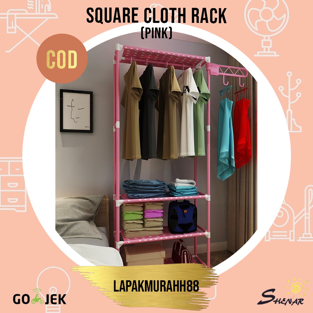 SQUARE CLOTH RACK / TEMPAT PENYIMPANAN / RAK MULTIFUNGSI / RAK GANTUNG / LEMARI GANTUNG