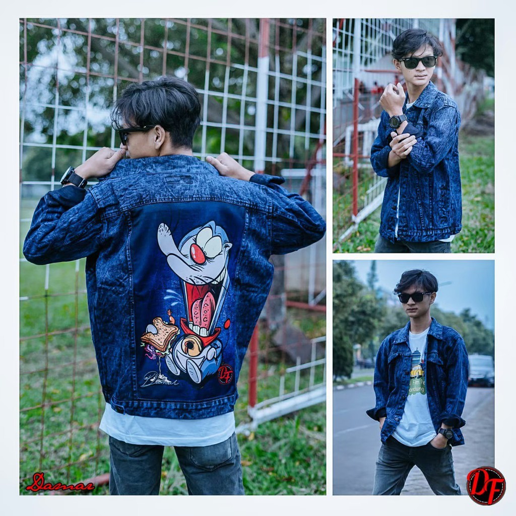 JAKET LEVIS PRINTING TERBARU / DENIM / JAKET PRIA / JAKET CEWE / TERLARIS / BERGAMBAR / DORAEMON