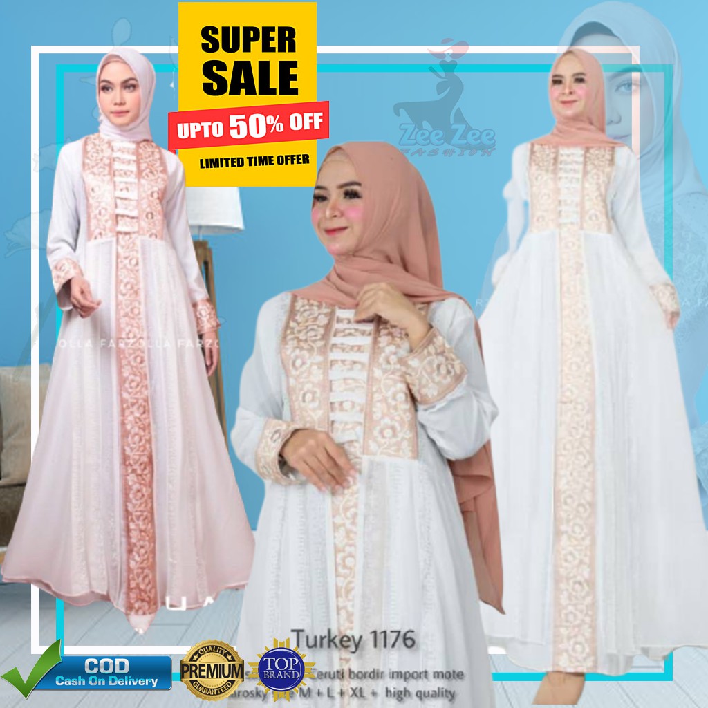 Farzola 149 Abaya Gamis Arab Turkey Hawa White Fashion Muslim Muslimah Original Megastore Trend 2022