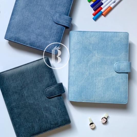 

*ღ-77ღ Binder READY Motif Denim Jeans Kulit Bindermu size 26ring B5 20ring A5 Premium Notebook Plann