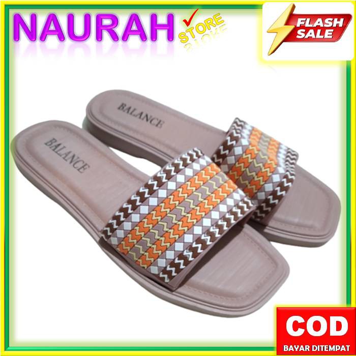 SANDAL WANITA BALANCE 1213 10 SLOP ETNIK ORIGINAL RUBBER EMPUK LENTUR CANTIK NICE BLC 1213-10