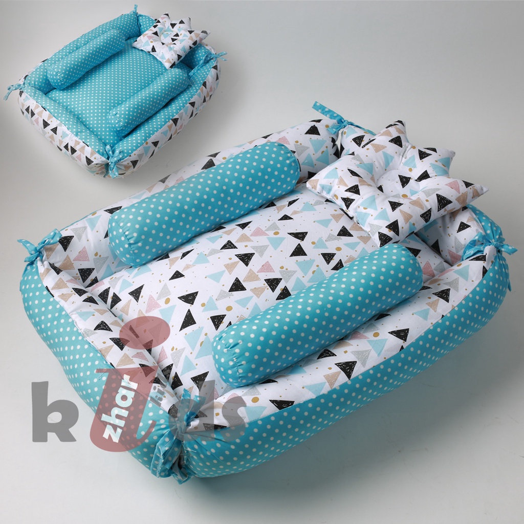 KASUR BAYI KOLAM KELAMBU TENDA MURAH /KASUR BAYI MOTIF BOLAK BALIK FREE BANTAL CROWN + 2 GULING BAYI