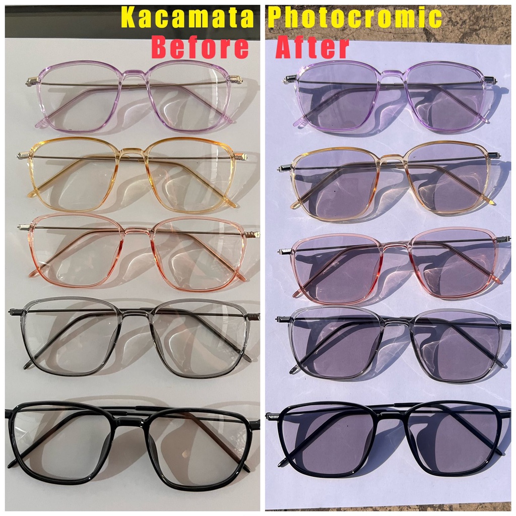 Kacamata Photocromic Antiradiasi Frame Plastik Elastis Besi Kotak 2189