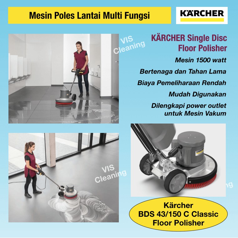 Polisher 17 inch 150 RPM Karcher BDS 43/150 C (Mesin Poles Lantai)