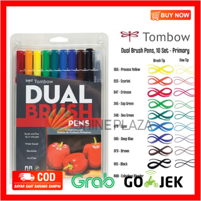 

(BISA COD) Tombow Dual Brush Pen Set 10 - Primary Palette