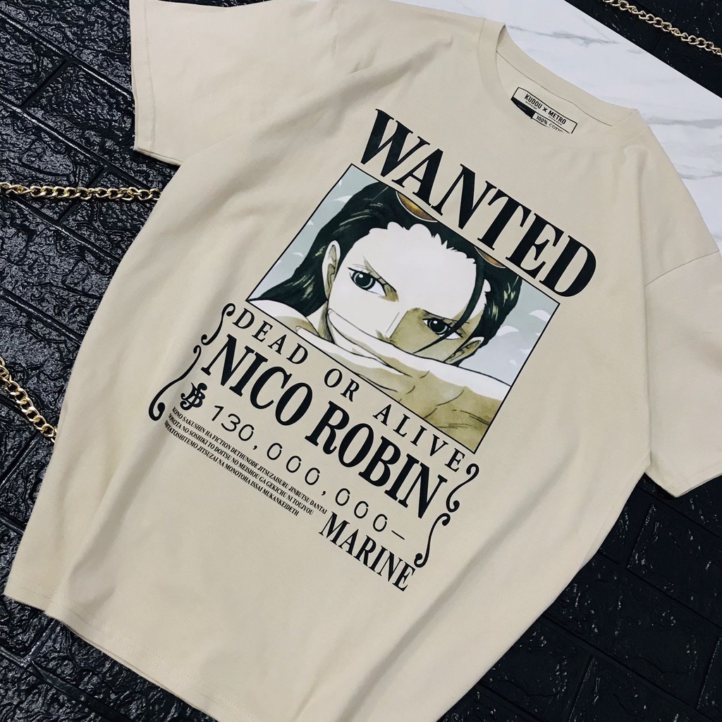 Tshirt Nico Robin Wanted Mugiwara Anime Manga One Piece Premium Unisex