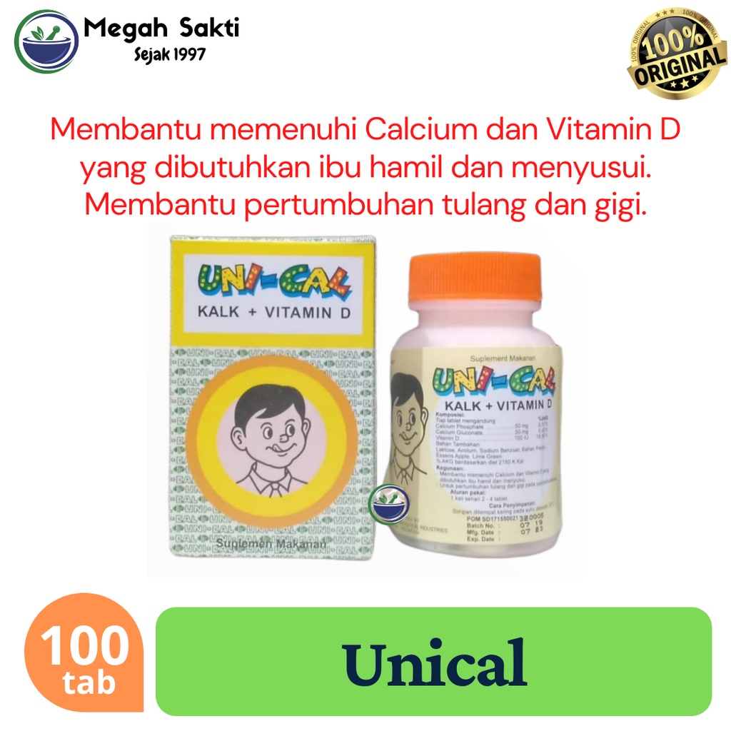 Megah Sakti - Unical Vitamin Tulang Calsium Anak Dan Dewasa Untuk Tulang & Gigi