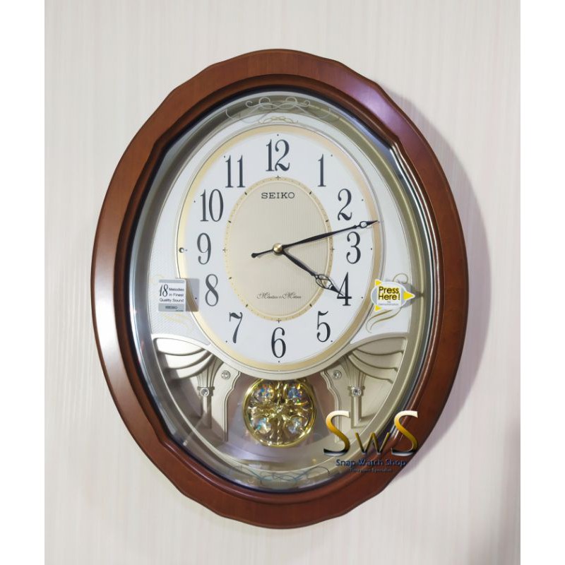 SEIKO QXM351 Jam Dinding Musikal 18 Melodi Case Kayu Original