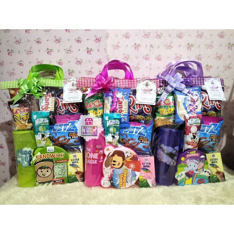 Souvenir Ulang Tahun / Paket Ulang Tahun Anak / Set Gelas Calista Lunchbox / Gelas Calista / Souvenir Mini Lunchbox