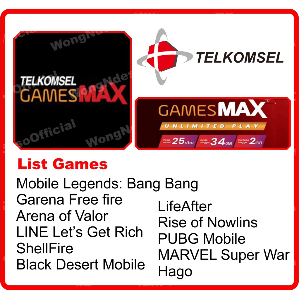 Paket Data Telkomsel Gamesmax 30gb 31gb Isi Ulang Data Paket Telkomsel Pubg Freefire Mobile Legend Shopee Indonesia