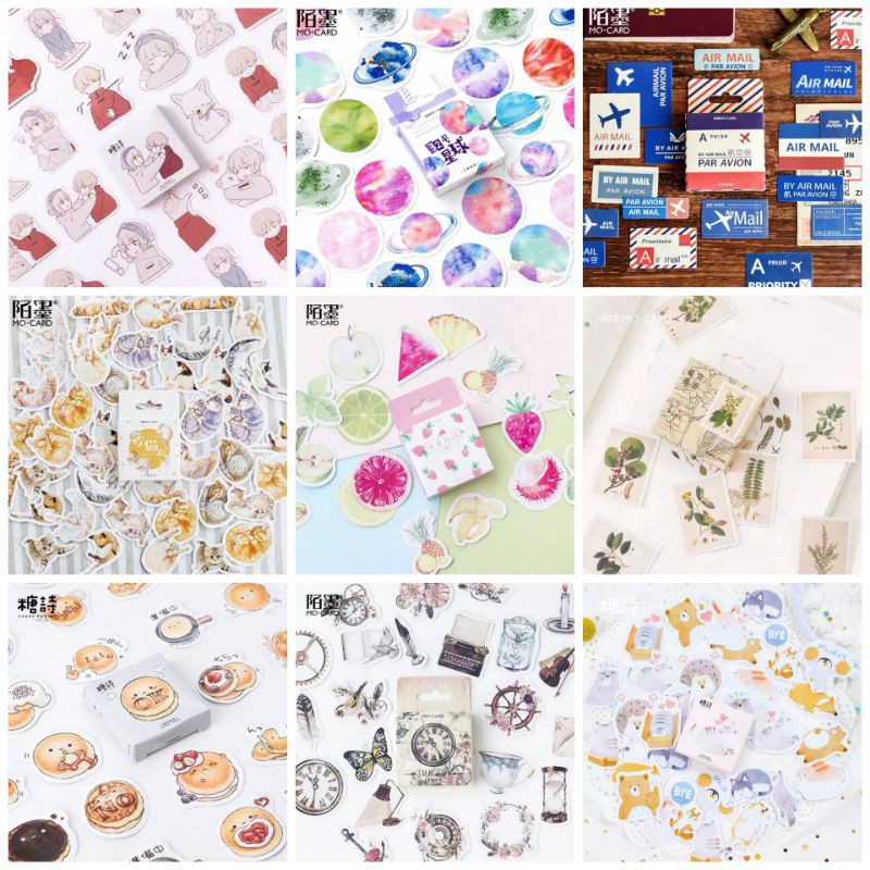 

OBRAL Bundling 10box isi 45pcs stiker dekorasi scrapbooking journal dan diary