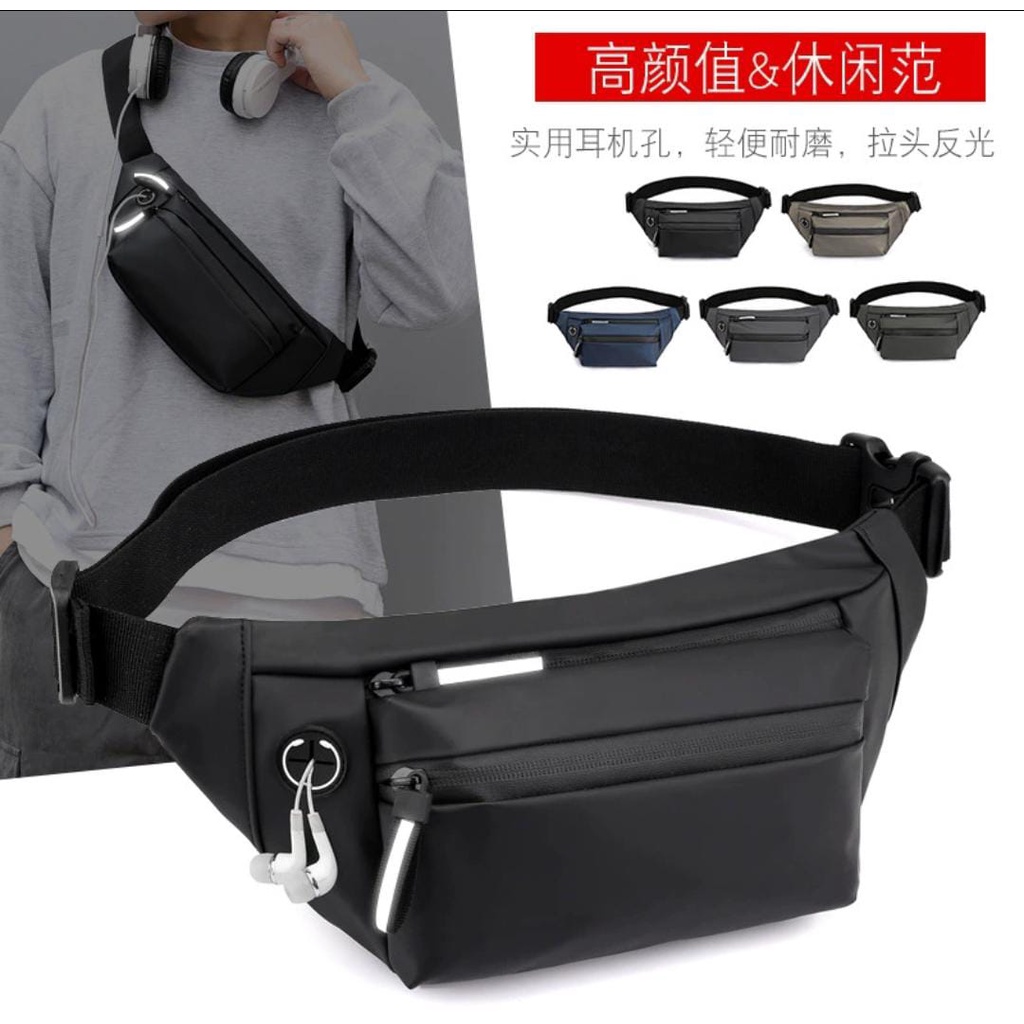 Tas Selempang Pria Import Hong Yun da Tas Pinggang Waistbag Waterproof Tas Selempang Pria Kulit