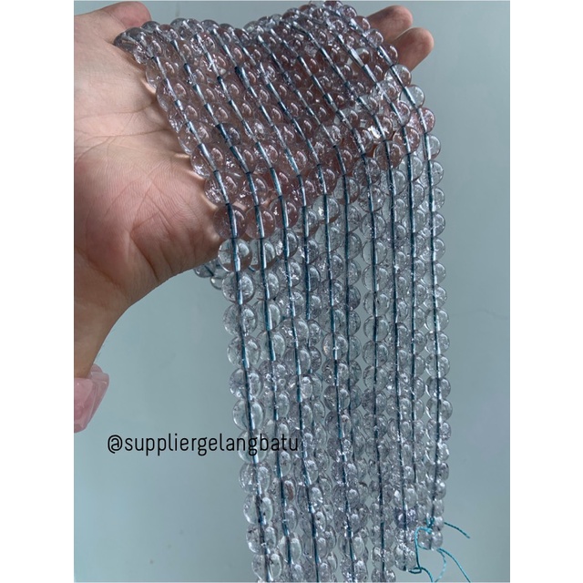 semi stone rutilated kuarsa BLUE quartz 10mm BIRU bintik gelang kalung