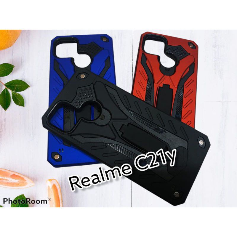 RY - Hardcase case Realme C21Y phantom series stand iron case robot touch REALME C21Y Phantom Series Stand Iron Hardcase Spigen touch