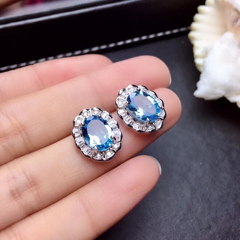 New Sky Blue Moissanite Jewelry Set