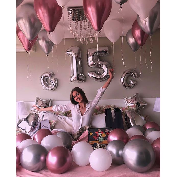 BalonDekor BD038 Paket Birthday Romantis set Balon Chrome pink silver white / Paket ULTAH
