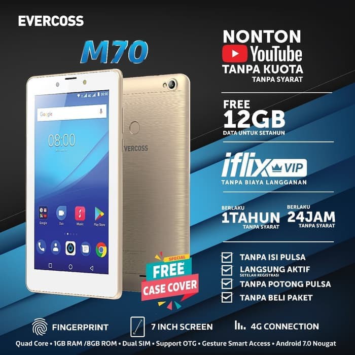 TABLET ORI EVERCOSS M70 TABLET 4G Ram 1GB Limited